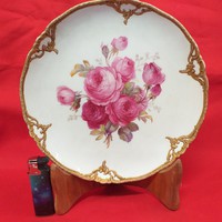 German, germany kpm berlin 1870-1945, thick porcelain plate with rose gold decoration. 22 Cm