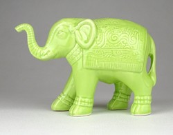 1E398 Zöld színű szerencsehozó kerámia elefánt 13 cm