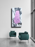 Vörös Edit : Lavender Pink Violet Gray Abstract 120x60cm