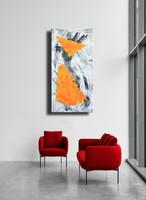 Vörös Edit : Orange Gray Abstract 120x60cm