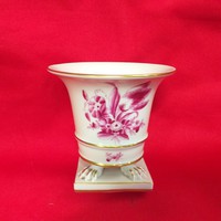 Old old Herend floral raspberry tulip in a lion's foot pot.10 Cm.