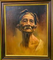 Munadi Bali (indonéz festő ) Balinéz férfi portré 50x60cm