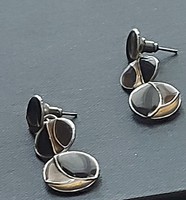 Fire enamel earrings, three-part, inset, elegant sync combination