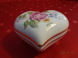 Hollóházi porcelán, szív alakú, virágos bonbonier. Vanneki!