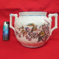 Ó-Herendi Virág Mintás Kézi Festett Porcelán Cukor Tartó. 10.5 x 16.5 cm