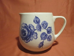 Gyönyörű, Kispesti gránit csupor, bögre ritka kék rózsa mintával