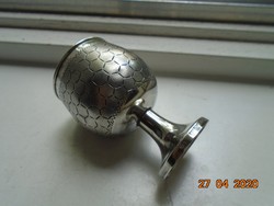 Sterling silver marked, chiseled, matt silver cup with soccer ball pattern