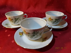 KAHLA NÉMET PORCELÁN, SÁRGA RÓZSA MINTÁS TEÁSCSÉSZE + ALÁTÉT. Vanneki!