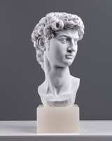 Dávid Szobor Feje - Férfi Büszt márvány aljzaton - Michelangelo Dávid Reprodukciós Szobra / 33,5cm