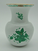 B628 Herendi zöld Apponyi mintás váza 14,5 cm-es 7025 AV formaszámmal - hibátlan gyönyörű darab