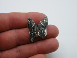 KK1254 Markazit köves ezüst  klipsz fülbevaló 925 pillangó