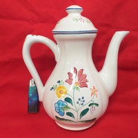 Herendi Kézi Festett Virágos Népi Motivumos Porcelán Kancsó Kiöntő.Kanna. 24 cm.