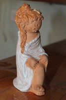 Antalfiné Szente Katalin szignált mázas terrakotta szobor 16