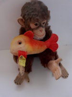 Régi Jelzett Steiff Jocko Monkey 1930. ajándék Steiff aranyhalacskával