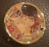 Jó minőségű Goebel aranyozott 3 részes gyógyszertartó Gustav Klimt -A csók képpel, új