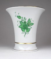 1E406 Régi zöld Apponyi mintás Herendi porcelán váza 14 cm