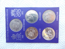 Anglia 5 darab 1 crown - 25 pence - pound LOT ! 28 grammos érmék Bermuda ezüst