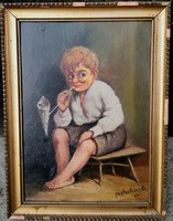 Mesterházy Dénes festőművész – Pipázó kisfiú című festménye – 151.