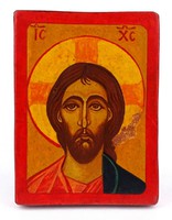 1E376 Jézus ikon másolat fatáblán 18.5 x 13.5 cm