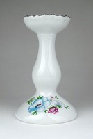 1E362 Régi hibátlan állapotú fehér virágdíszes porcelán gyertyatartó 14 cm