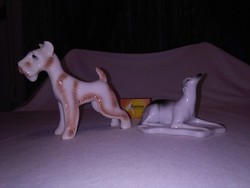 Porcelán kutya figura, nipp - két darab együtt
