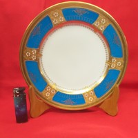 Alt Wien Exkluzív Fischer & Mieg Pirkenhammer 1873-1918.Kézi Festett,Aranyozott Tányér. 24.5 cm