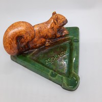 Art deco Zsolnay porcelán hamutál mókus figurával