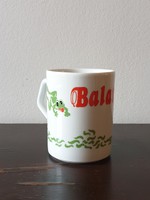 Balaton zsolnay porcelán bögre pohár színes békás béka mintával retro Magyar szuvenír jelzetlen