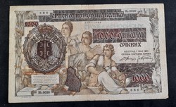 Szerbia 1000 Dinár 1941 Vg.