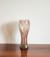 Retro karcagi (berekfürdői) fátyolüveg váza - ritka lila repesztett üveg váza