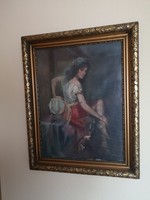 Painting of gypsy girl Lajos Füzesi