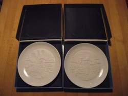 2 db Herendi litofán (átvilágítós) tányér, eredeti dobozában.