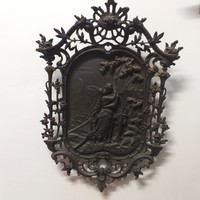 Ritka Öntött Vas Bacchanália, Zsáner Kép,Falikép.1860-80 évekből. 53 cm.