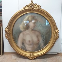 Nagyméretű Pasztell Női Akt.Jelzett Kép,Festmény.90 cm.