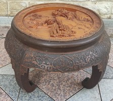 Richly carved oriental Asian, Thai, Japanese, Chinese, etc. table, highly decorative, tea or decorative table