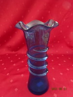 Blue glass vase with a wavy edge height of 20.5 cm. He has! Jókai.