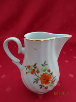 Bolgár porcelán, narancssárga virágos tejkiöntő, magassága 10 cm. Vanneki!