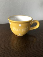 Sárga pöttyös kerámia bögre / csésze Budapest felirattal kézműves