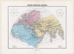 Antik világ térképe, készült 1877, francia, atlasz, eredeti, 35 x 48 cm, világtérkép, térkép, régi