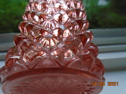 Antik kézzel csiszolt rózsaszín kristály üveg parfümös palack  csiszolt dugóval