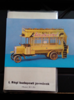 Régi budapesti járművek, 6 db DIA film kocka + ajándék képeslap Márta autóbusz -BKV kiadvány