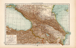 Kaukázusi országok térkép 1904, eredeti, Moritz Perles, német, atlasz, régi, Ázsia, Kaukázus