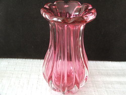 Gyönyörű rózsaszín Bohemia vastag üveg váza