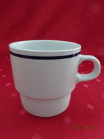Alföldi porcelán, kék csíkos menzai pohár, magassága 9 cm. Vanneki!