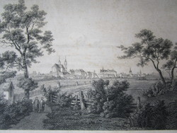 Szombathely skyline marked rohbock engraving image approx. 1850