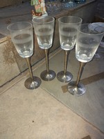 4 fémtalpú pezsgős pohár, remek àllapotban