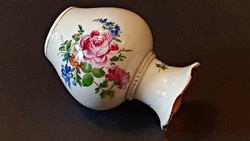 100 éves, gyönyörű, kis méretű HÜTTL TIVADAR, ritka porcelán váza 11,5 cm magas.