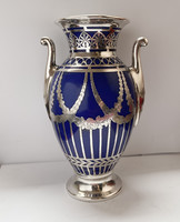 Thomas Bavaria ezüst borítású ,díszes porcelán váza.