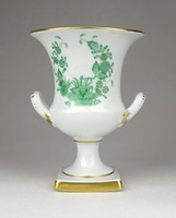 1E777 Zöld indiai kosaras Herendi porcelán váza 11 cm