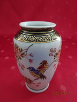 Japán porcelán váza, madár motívummal, magassága 9 cm. Vanneki!